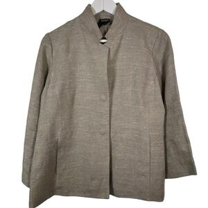 Eileen Fisher Linen Silk Jacket Snap Front Beige Size PS
